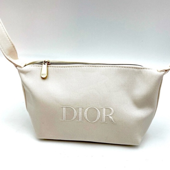 Christian Dior White Cosmetic Bag w/ Top Handle- Box Included NIB - Picture 6 of 8
